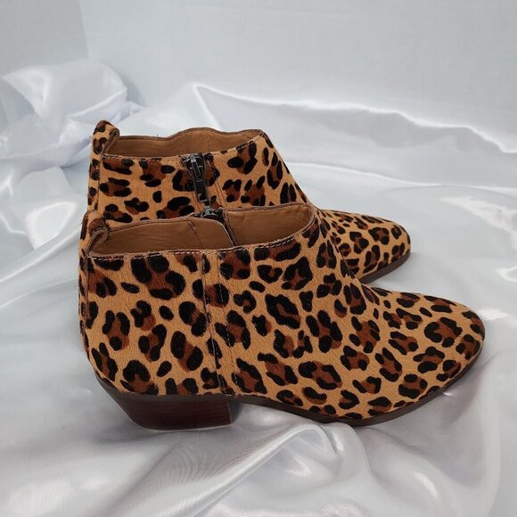 J Crew Leopard Print Calf Hair Ankle Booties Size 7 - Picture 1 of 9